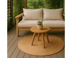 MISOU Vloerkleed Rond - Binnen Tapijt - Jute - Veranda - Kleed - Wandkleed - 80x80cm - Beige - Wanddecoratie - MOLY