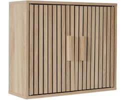 MISOU Wandkast - Hangkastje - Keukenkastje - Badkamerkastje Met Deuren - Wandpanelen Design - Hout - Bruin - KLAUS
