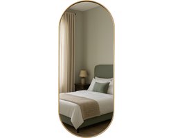 MISOU Wandspiegel - Goud - Ovale - Spiegel - Woondecoratie - Wanddecoratie - Badkamerspiegel - 72x32cm - Miroir Mural