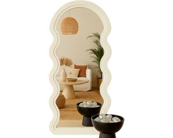 MISOU Wandspiegel - Organische Vorm - Wavy Spiegel - Badkamerspiegel - Reliëf - Woondecoratie - Wanddecoratie - Wit - Miroir Mural - EVI