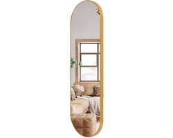 MISOU Wandspiegel - Passpiegel - Hangspiegel - Ovaal - Goud - Spiegel - 100x30cm - Wanddecoratie - Miroir Mural - VELORA