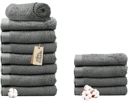 Miss Towels 50x100 Handdoeken Set 12 st. - 5 sterren Hotelkwaliteit - Badtextiel - Luxe Badhanddoeken - Zachte Badlakens - AntracietGrijs
