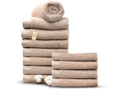 Miss Towels 50x100 Handdoeken Set 12 st. - 5 sterren Hotelkwaliteit - Badtextiel - Luxe Badhanddoeken - Zachte Badlakens - CamelBruin - Made in Portugal