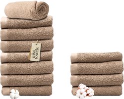 Miss Towels 50x100 Handdoeken Set 12 st. - 5 sterren Hotelkwaliteit - Badtextiel - Luxe Badhanddoeken - Zachte Badlakens - KastanjeBruin - 8+4