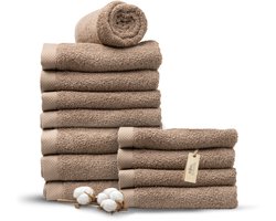 Miss Towels 50x100 Handdoeken Set 12 st. - 5 sterren Hotelkwaliteit - Badtextiel - Luxe Badhanddoeken - Zachte Badlakens - KastanjeBruin - Made in Portugal