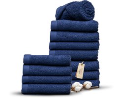 Miss Towels 50x100 Handdoeken Set 12 st. - 5 sterren Hotelkwaliteit - Badtextiel - Luxe Badhanddoeken - Zachte Badlakens - Marine Blauw - Made in Portugal
