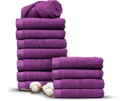 Miss Towels 50x100 Handdoeken Set 12 st. - 5 sterren Hotelkwaliteit - Badtextiel - Luxe Badhanddoeken - Zachte Badlakens - Paars Made in Portugal