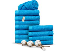 Miss Towels 50x100 Handdoeken Set 12 st. - 5 sterren Hotelkwaliteit - Badtextiel - Luxe Badhanddoeken - Zachte Badlakens - Turquoise - Made in Portugal