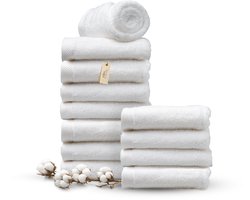 Miss Towels 50x100 Handdoeken Set 12 st.- 5 sterren Hotelkwaliteit - Badtextiel - Luxe Badhanddoeken - Zachte Badlakens - Wit - Made in Portugal
