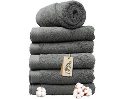 Miss Towels 50x100 Handdoeken Set 6 st.- 5 sterren Hotelkwaliteit - Badtextiel - Luxe Badhanddoeken - Zachte Badlakens - AntracietGrijs - 5+1