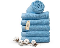 Miss Towels 50x100 Handdoeken Set 6 st.- 5 sterren Hotelkwaliteit - Badtextiel - Luxe Badhanddoeken - Zachte Badlakens - HemelsBlauw - Made in Portugal