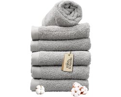 Miss Towels 50x100 Handdoeken Set 6 st.- 5 sterren Hotelkwaliteit - Badtextiel - Luxe Badhanddoeken - Zachte Badlakens - Licht Grijs - 5+1