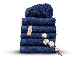 Miss Towels 50x100 Handdoeken Set 6 st. - 5 sterren Hotelkwaliteit - Badtextiel - Luxe Badhanddoeken - Zachte Badlakens - Marine Blauw - Made in Portugal