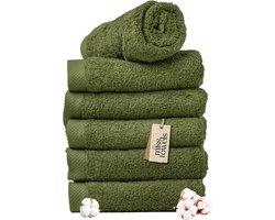 Miss Towels 50x100 Handdoeken Set 6 st. - 5 sterren Hotelkwaliteit - Badtextiel - Luxe Badhanddoeken - Zachte Badlakens - Olijf Groen