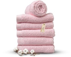 Miss Towels 50x100 Handdoeken Set 6 st. - 5 sterren Hotelkwaliteit - Badtextiel - Luxe Badhanddoeken - Zachte Badlakens - Roze - Made in Portugal