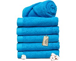 Miss Towels 50x100 Handdoeken Set 6 st. - 5 sterren Hotelkwaliteit - Badtextiel - Luxe Badhanddoeken - Zachte Badlakens - Turquoise - 5+1