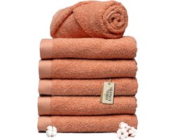 Miss Towels 50x100 Handdoeken Set 6 st. - 5 sterren Hotelkwaliteit - Badtextiel - Luxe Badhanddoeken - Zachte Badlakens - Zalm Roze - 5+1