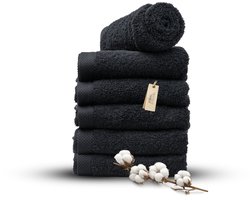 Miss Towels 50x100 Handdoeken Set 6 st. - 5 sterren Hotelkwaliteit - Badtextiel - Luxe Badhanddoeken - Zachte Badlakens - Zwart - Made in Portugal