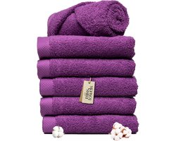 Miss Towels 50x100 Handdoeken Set 6st. - 5 sterren Hotelkwaliteit - Badtextiel - Luxe Badhanddoeken - Zachte Badlakens - Paars - 5+1