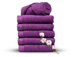 Miss Towels 50x100 Handdoeken Set 6st. - 5 sterren Hotelkwaliteit - Badtextiel - Luxe Badhanddoeken - Zachte Badlakens - Paars - Made in Portugal