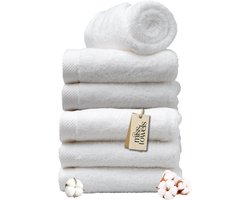 Miss Towels 50x100 Handdoeken Set 6st. - 5 sterren Hotelkwaliteit - Badtextiel - Luxe Badhanddoeken - Zachte Badlakens - Wit - 5+1