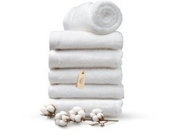 Miss Towels 50x100 Handdoeken Set 6st. - 5 sterren Hotelkwaliteit - Badtextiel - Luxe Badhanddoeken - Zachte Badlakens - Wit - Made in Portugal