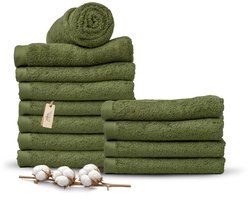 Miss Towels 70x140 Badlakens Set 12 st. - 5 sterren Hotelkwaliteit - Badtextiel - Luxe Badhanddoeken - Zachte Badlakens - Olijf Groen - Made in Portugal