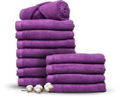 Miss Towels 70x140 Badlakens Set 12 st. - 5 sterren Hotelkwaliteit - Badtextiel - Luxe Badhanddoeken - Zachte Badlakens - Paars - Made in Portugal