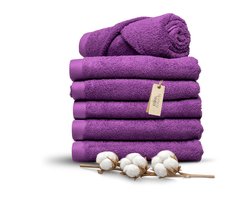 Miss Towels 70x140 Badlakens Set 6 st. - 5 sterren Hotelkwaliteit - Badtextiel - Luxe Badhanddoeken - Zachte Badlakens - Paars - Made in Portugal