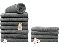 Miss Towels 70x140 Handdoeken Set 12 st. - 5 sterren Hotelkwaliteit - Badtextiel - Luxe Badhanddoeken - Zachte Badlakens - AntracietGrijs