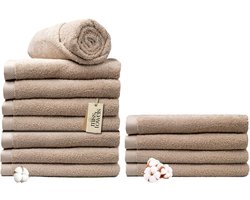 Miss Towels 70x140 Handdoeken Set 12 st. - 5 sterren Hotelkwaliteit - Badtextiel - Luxe Badhanddoeken - Zachte Badlakens - Camelbruin - 8+4