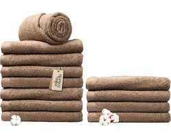 Miss Towels 70x140 Handdoeken Set 12 st. - 5 sterren Hotelkwaliteit - Badtextiel - Luxe Badhanddoeken - Zachte Badlakens - Kastanje Bruin - 8+4