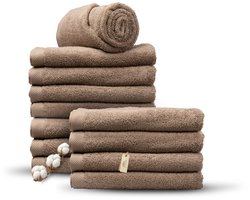 Miss Towels 70x140 Handdoeken Set 12 st. - 5 sterren Hotelkwaliteit - Badtextiel - Luxe Badhanddoeken - Zachte Badlakens - Kastanje Bruin - Made in Portugal