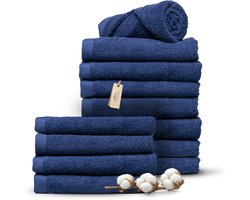 Miss Towels 70x140 Handdoeken Set 12 st.- 5 sterren Hotelkwaliteit - Badtextiel - Luxe Badhanddoeken - Zachte Badlakens - Marine Blauw - Made in Portugal