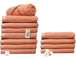 Miss Towels 70x140 Handdoeken Set 12 st. - 5 sterren Hotelkwaliteit - Badtextiel - Luxe Badhanddoeken - Zachte Badlakens - Zalm Roze