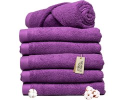 Miss Towels 70x140 Handdoeken Set 6 st. - 5 sterren Hotelkwaliteit - Badtextiel - Luxe Badhanddoeken - Zachte Badlakens - Paars