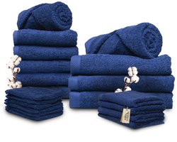 Miss Towels - Familieset - Marineblauw - 5 Sterren Hotelkwaliteit Handdoeken - Badlakens - Gastendoekjes - Washandjes - 6+4+4+6 stuks