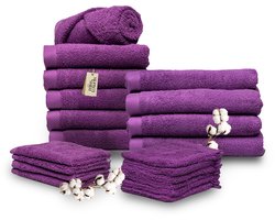Miss Towels - Familieset - Paars - 5 Sterren Hotelkwaliteit Handdoeken - Badlakens - Gastendoekjes - Washandjes - 6+4+4+6 stuks