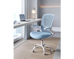 Mist Blue Ergonomische Bureaustoel - Bureaustoel - Draaistoel - Kunststof schuim Nylon Staal - Verstelbare hoogte - Lendensteun - Ademend materiaal - 64cm x 64cm x (99-107)cm