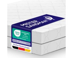 Mister Sandman - Pocketvering Matras 160x200 - Hoogte 21 cm - Premium plus tijk - Ergonomisch - Stevig - Ademende Koudschuim Matras geveerd