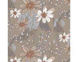 Mistersleep Tafelzeil 160CM Rond - Bloemen - Wit/Taupe
