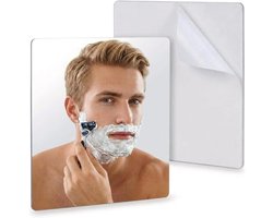 mistloze douchespiegel voor scheren - anti-condens badkamerspiegel met kleverige 3M rugtape, frameloze en onbreekbare plastic spiegel - 16 cm x 16 cm (vierkant)
