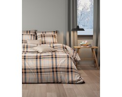 Mistral Home - DEKBEDOVERTREK - flanel - 240 x 220 cm + 2x 65 x 65 cm - lits-jumeaux - ruiten - Écru