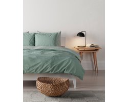 Mistral Home - DEKBEDOVERTREK - gewassen katoen - 240 x 220 cm + 2x 65 x 65 cm - lits-jumeaux - bicolor - groen