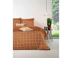 Mistral Home - DEKBEDOVERTREK - katoen renforcé - 240 x 220 cm + 2x 65 x 65 cm - lits-jumeaux - ruiten - roest