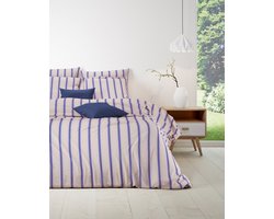 Mistral Home - DEKBEDOVERTREK - katoen renforcé - 240 x 220 cm + 2x 65 x 65 cm - lits-jumeaux - strepen - Écru