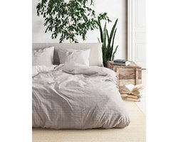 Mistral Home - DEKBEDOVERTREK - katoenviscose - 240 x 220 cm + 2x 65 x 65 cm - lits-jumeaux - ruiten - beige- Duurzaam