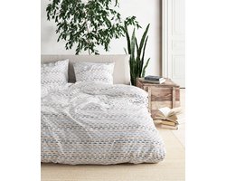 Mistral Home - DEKBEDOVERTREK - recycled katoen renforcé - 240 x 220 cm + 2x 65 x 65 cm - lits-jumeaux - strepen - wit- Duurzaam