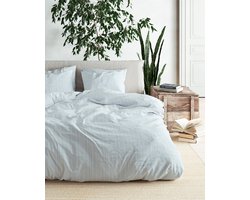 Mistral Home - DEKBEDOVERTREK - recycled katoen renforcé - 270 x 220 cm + 2x 65 x 65 cm - extra breed - strepen - blauw- Duurzaam