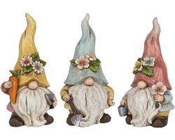 mit Herz Decoratieve figuren, kabouter, lente, met schep, wortel en emmer, 16,5 cm hoog, 7,5 cm breed, 3 stuks